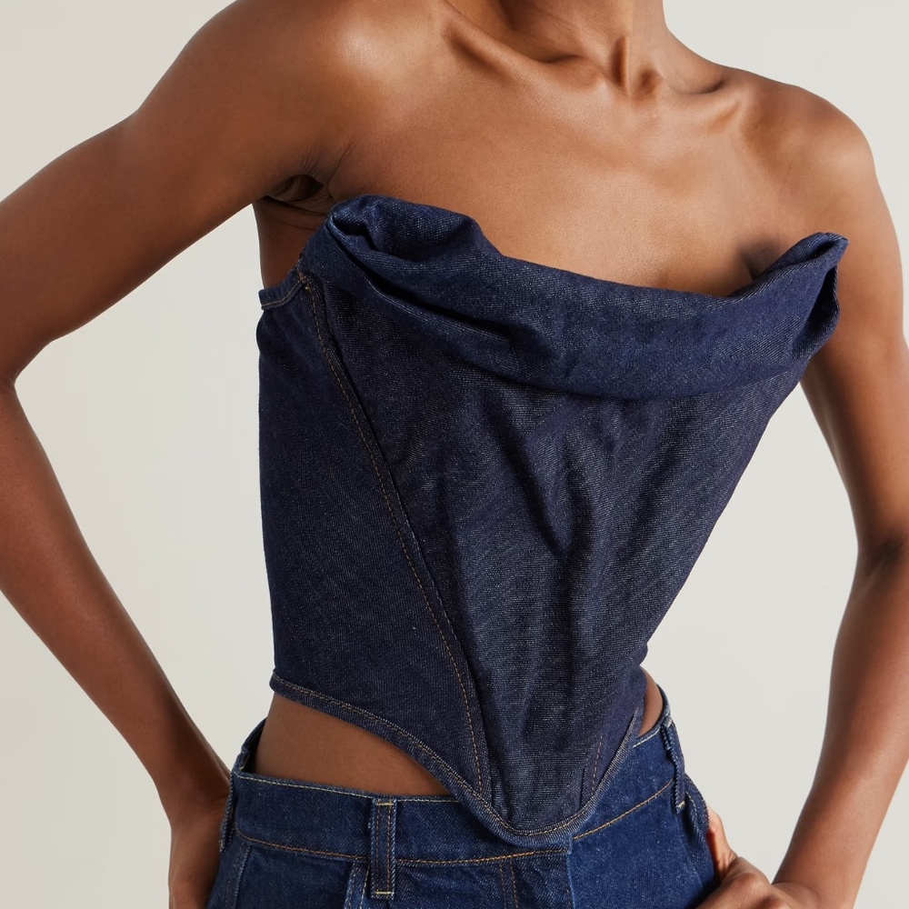 NWT MAGDA BUTRYM Strapless cropped denim bustier top, FR 34 - Picture 2 of 6